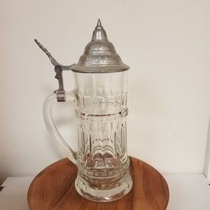 Vintage RASTAL Pewter Lid Glass Beer Stein, 0.4L
